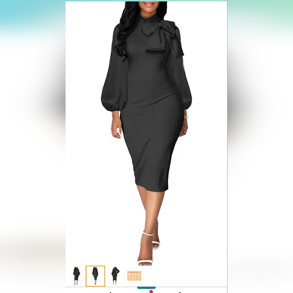 Black dress with big bow.